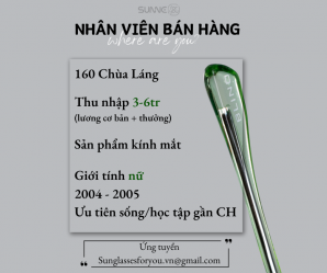TUYỂN NHÂN VIÊN BÁN HÀNG PART-TIME HÀ NỘI - VIỆC LÀM PART TIME CHO SINH VIÊN HÀ NỘI