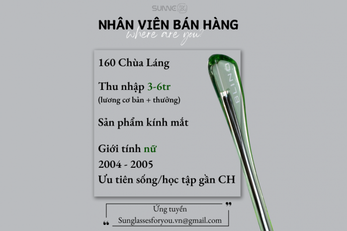 TUYỂN NHÂN VIÊN BÁN HÀNG PART-TIME HÀ NỘI - VIỆC LÀM PART TIME CHO SINH VIÊN HÀ NỘI